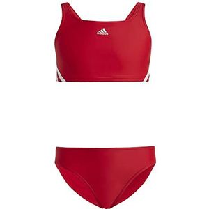 ADIDAS IB5999 3S bikini voor meisjes, maat S, Better Scarlet/wit, maat 5-6A