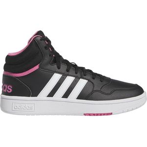 adidas - Hoops 3.0 Mid - Sportschoenen - Core Zwart/Cloud Wit/Roze Fusion - Bovenmateriaal van Kunstleer