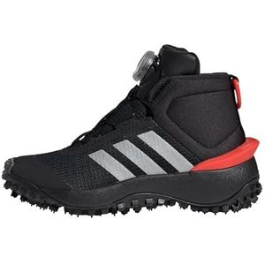 adidas Fortatrail Boa K Sneakers voor kinderen, uniseks, Core Zwart Zilver Met Helder Rood, 36 EU