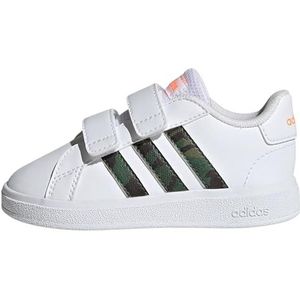adidas Unisex Baby Grand Court Lifestyle Hook and Loop sneakers, Ftwr White Ftwr White Screaming Oranje, 20 EU