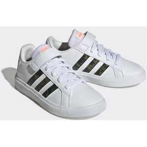 adidas Grand Lifestyle Court Schoenen met elastische kant en top strap, uniseks, kinderen, wit/oranje (Ftwr White Ftwr White Screaming Orange), 38 EU