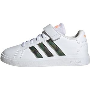 adidas Grand Lifestyle Court Elastic Lace and S, uniseks schoenen voor kinderen, Wit (Ftwr White Ftwr White Screaming Oranje), 38 EU