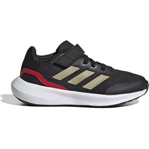 adidas RunFalcon 3.0 Elastic Lace Top Strap Sneakers uniseks-kind, core black/gold met./better scarlet, 38 2/3 EU