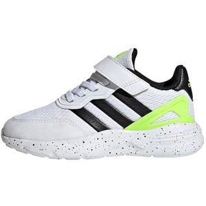 adidas Nebzed sneakers met elastische veters en bandjes, FTWR wit/core zwart/lucide citroen, 34 EU
