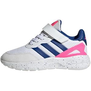 adidas Nebzed Elastische Lace Top Strap Schoenen Hardloopschoenen Uniseks Kinderen, Ftwr White Team Royal Blue Lucid Pink