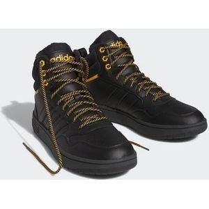 adidas Heren Hoops 3.0 Mid Lifestyle Basketbal Klassieke Bont Voering Winterized Sneakers, Core Black Core Zwart Preloved Geel, 42 EU