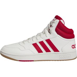 adidas Hoops 3.0 Mid Lifestyle Basketball Classic Vintage Shoes Sneakers heren, core white/better scarlet/GUM4, 44 2/3 EU