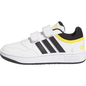 adidas Uniseks-Kind Hoops Lifestyle Basketball Hook-and-Loop Shoes, Cloud White / Core Black / Bold Gold, 30 EU