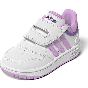 adidas Hoops Shoes, uniseks sneakers voor kinderen en jongens, Ftwr White Bliss Lilac Violet Fusion, 26.5 EU