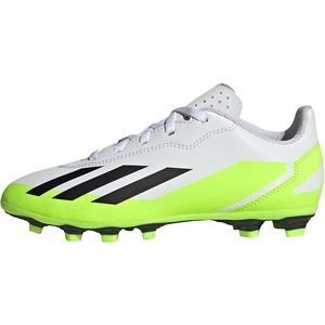 adidas X Crazyfast.4 uniseks-kind Football Shoes (Firm Ground), Ftwr White/Core Black/Lucid Lemon, 38 EU