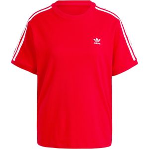 Adidas 3 Stripes Damen T-Shirts - Rot - Größe: 32/XXS - Baumwoll-Jersey - Foot Locker