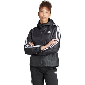 adidas Dames Essentials 3-Stripes Insulated Hooded Jacket, Black, XS