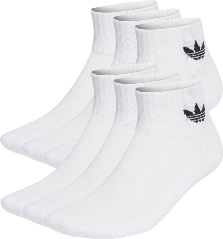 Adidas - Ankle - Enkelsokken - Wit - 6 Paar - 65% Katoen, 32% Gerecycled Polyester, 2% Elastaan, 1% Gerecycled Nylon