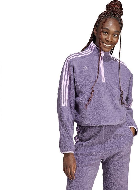 adidas Sportswear Tiro Fleece Sweatshirt met Halflange Rits - Dames - Paars