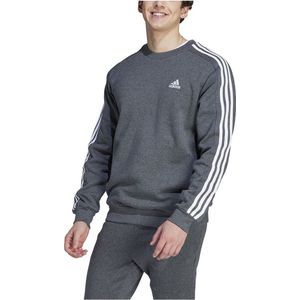 adidas Heren Essentials Fleece 3-Stripes Sweatshirt, Dark Grey Heather, L
