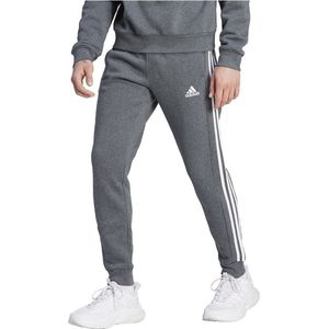 adidas - Essentials Fleece 3-Stripes Tapered Cuff Pants - Donkergrijs - Katoen / Gerecycled Polyester