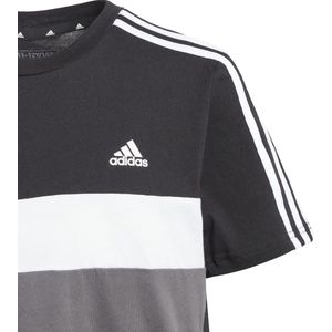 adidas Sportswear Tiberio 3-Stripes Colorblock Katoenen T-shirt Kids - Kinderen - Zwart- 128