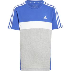 adidas - Tiberio 3-Stripes Colorblock T-shirt - Semi Lucid Blue/Medium Grey Heather - Katoen
