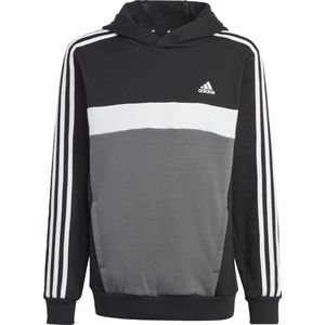 Adidas - 3 Stripes Tib Fleece Hoodie - Grijs - Fleece - Voorzakken