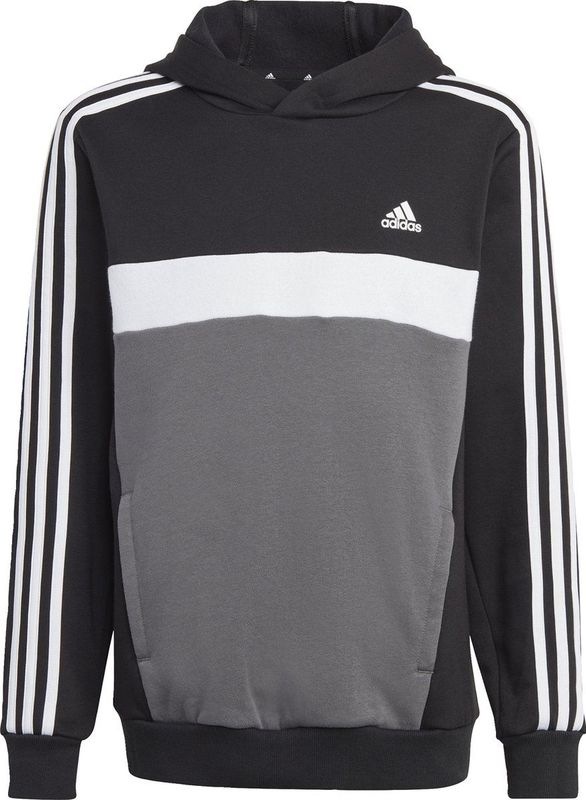 Adidas - 3 Stripes Tib Fleece Hoodie - Grijs - Fleece - Voorzakken