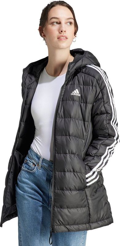 ADIDAS SPORTSWEAR - Essentials 3-Stripes - Lange Donsjas - Zwart - Polyester