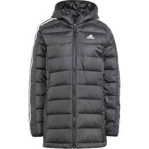 adidas - Essentials 3-Stripes Light - Donsparka - Zwart - Met Capuchon