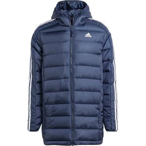 adidas - Essentials 3-Stripes Light - Donsparka - Blauw - Waterafstotend, 80% Eendendons
