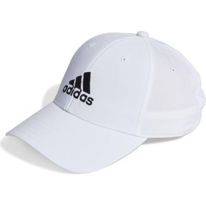 adidas Geborduurd Logo Lichtgewicht Baseball Cap, Wit/Zwart, S