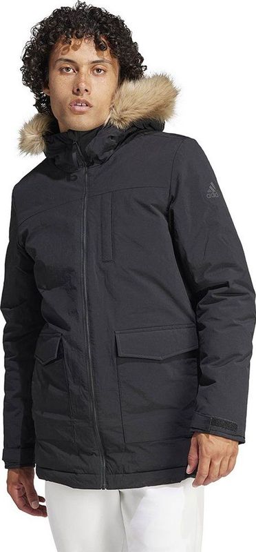 Outdoorjas - Gevoerde Jas - Effen - Gerecycled Materiaal - Met Capuchon, Ritssluiting, Verstelbare Manchetten