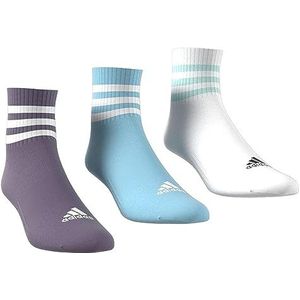 adidas Unisex 3-Stripes Gewatteerde Sportkleding Mid-Cut 3 paar Enkelsokken, schaduw violet/licht aqua/wit/semi flash aqua, XXL, Schaduw violet/licht aqua/wit/semi flash aqua, XX-Large