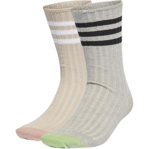 adidas Unisex Comfort 2 paar Crew Sokken, medium grijs heide/wonder beige/zwart/wit, XL, Medium Grijs Hei/Wonderbeige/Zwart/Wit, X-Large