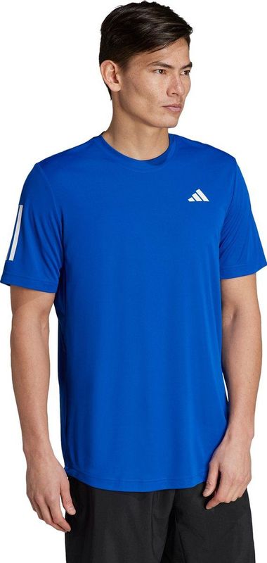 Adidas - Club 3 Stripes T-shirt - Korte Mouwen - Zwart - 100% Gerecycled Polyester