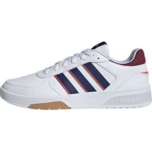 adidas Courtbeat Court Lifestyle sneakers voor heren, Ftwr Wit Donkerblauw Preloved Scarlet, 49.50 EU