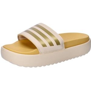 adidas Adilette glijbanen met plateauzool voor dames, Crystal Sand Gold Met Semi Spark