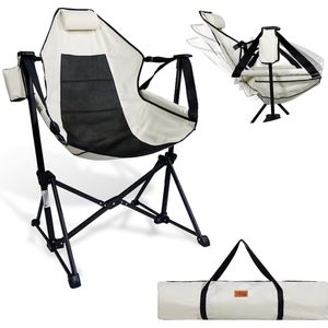 CCLIFE Schommelstoel, campingstoel, tuinstoel, opvouwbaar, klapstoel, outdoor, regisseurstoel, strandstoel met bekerhouder, hoofdsteun