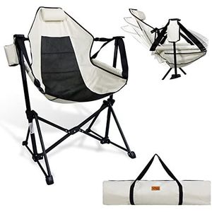 CCLIFE Schommelstoel, campingstoel, tuinstoel, opvouwbaar, klapstoel, outdoor, regisseursstoel, strandstoel met bekerhouder, hoofdsteun