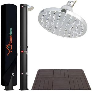 CCLIFE Tuindouche Met kunststof vloer 40L Zonnedouche met warm water Zonnige Zwembad douche Regendouche Buitendouche Douche