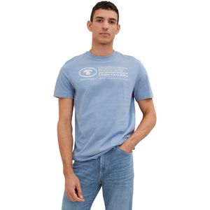 T-shirt - Greyish Mid Blue - 100% Katoen - Regular Fit