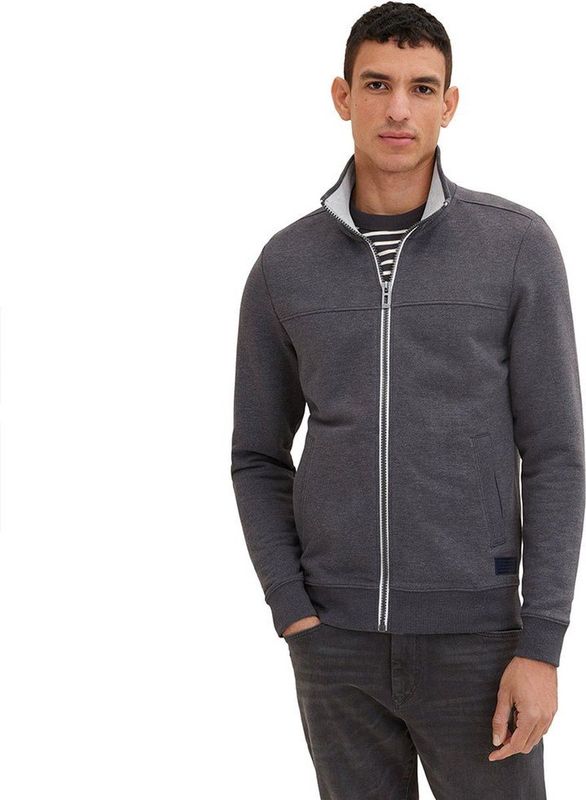 Tom Tailor Cutline Sweat Jacket Sweatshirt Grijs Man