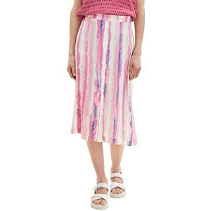 TOM TAILOR Dames 1036675 Midi Rock, 31722-Pink Tie Dye Stripe, 36, 31722 - Pink Tie Dye Stripe, 36