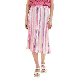 TOM TAILOR Dames 1036675 Midi Rock, 31722-Pink Tie Dye Stripe, 34, 31722 - Pink Tie Dye Stripe, 34