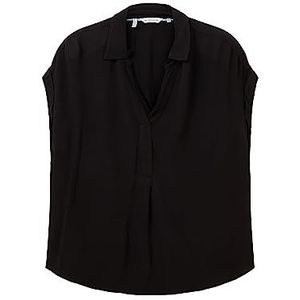 TOM TAILOR Plussize damesblouse met crinkle-structuur, 14482 - Deep Black, 48