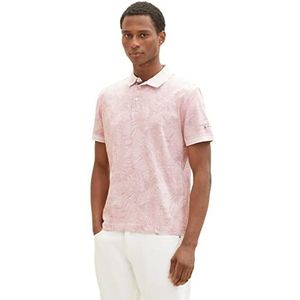 Tom Tailor 1036375 Poloshirt voor heren, 31802 - Tonal Big Leaf Design Pink Tonal