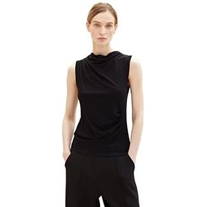 TOM TAILOR Basic top voor dames met plooien, 14482 - Deep Black, L