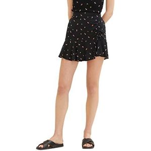 TOM TAILOR Denim Dames 1036626 Mini Rock, 31950-Small Black Flower Print, XL, 31950 - Small Black Flower Print, XL