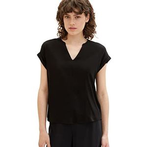 TOM TAILOR Basic damesblouse, 14482 - Deep Black, 34