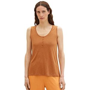 TOM TAILOR Basic top voor dames met knoopsluiting, 31650 - terracotta bruin, XL