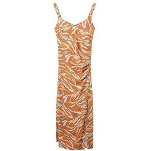 Tom Tailor 1037236 jurk, 31758-bruin abstract bladontwerp, 34 voor vrouwen, 31758 - abstract bladpatroon bruine kleur, 34, 31758 - Abstract bladpatroon in bruine kleur