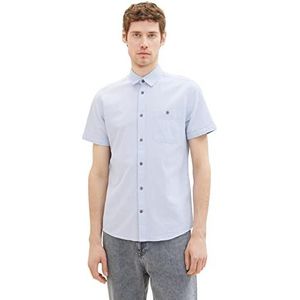 TOM TAILOR Heren 1038457 hemd, 29597 Light Blue White Structure, M, 29597 - Light Blue White Structuur, M