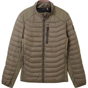 TOM TAILOR - Hybride Gewatteerde Jas - Rokerig Olijfgroen - Lichtgewicht - Opstaande Kraag